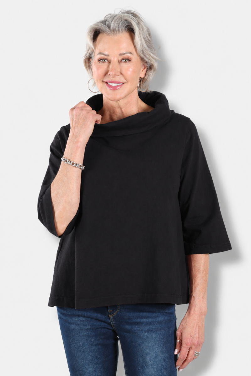 3/4 Sleeve Etta Shirt - Black