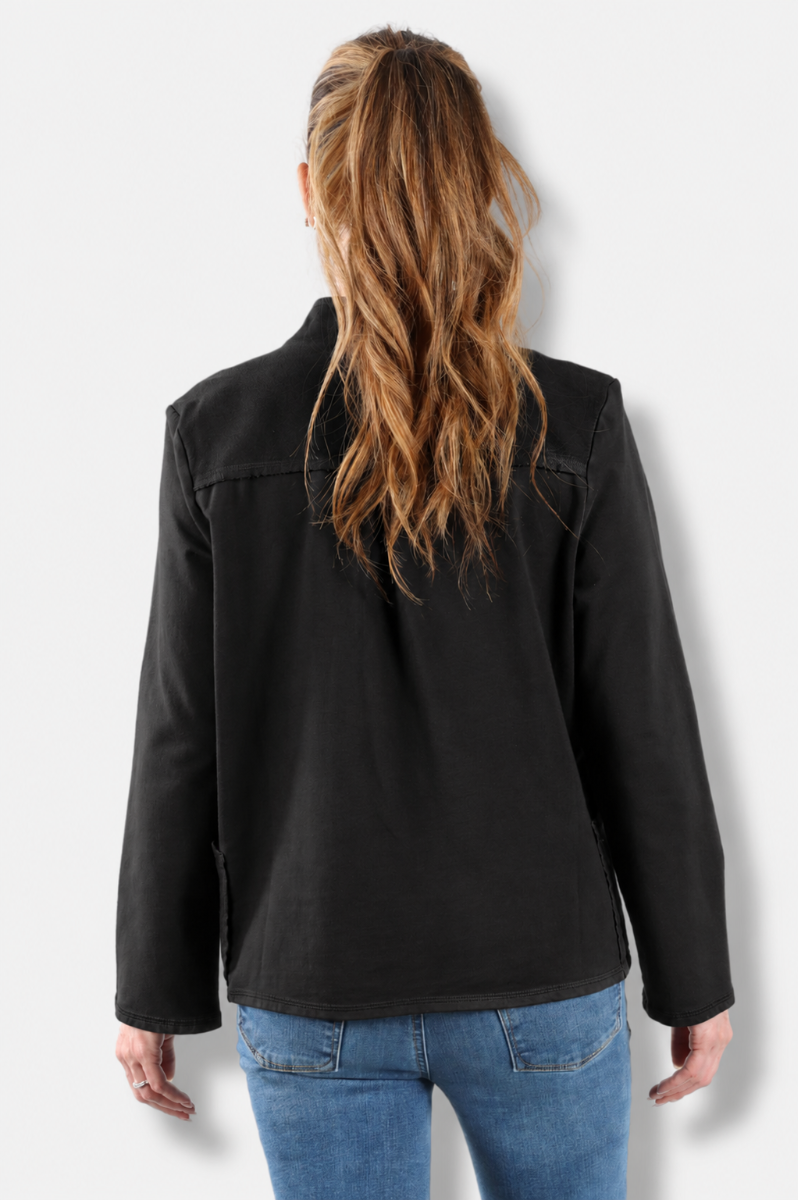 Zip Up Cover Jacket Plus - Black