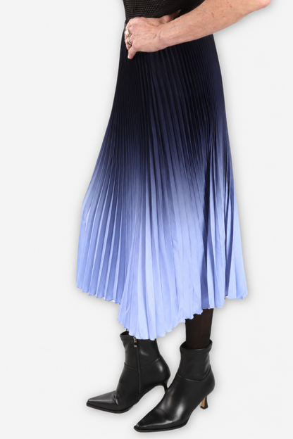 Kate Ombré Pleated Midi Skirt - Periwinkle & Black