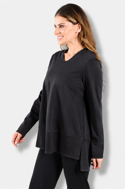 Hi-Low Flounce Tunic - Black