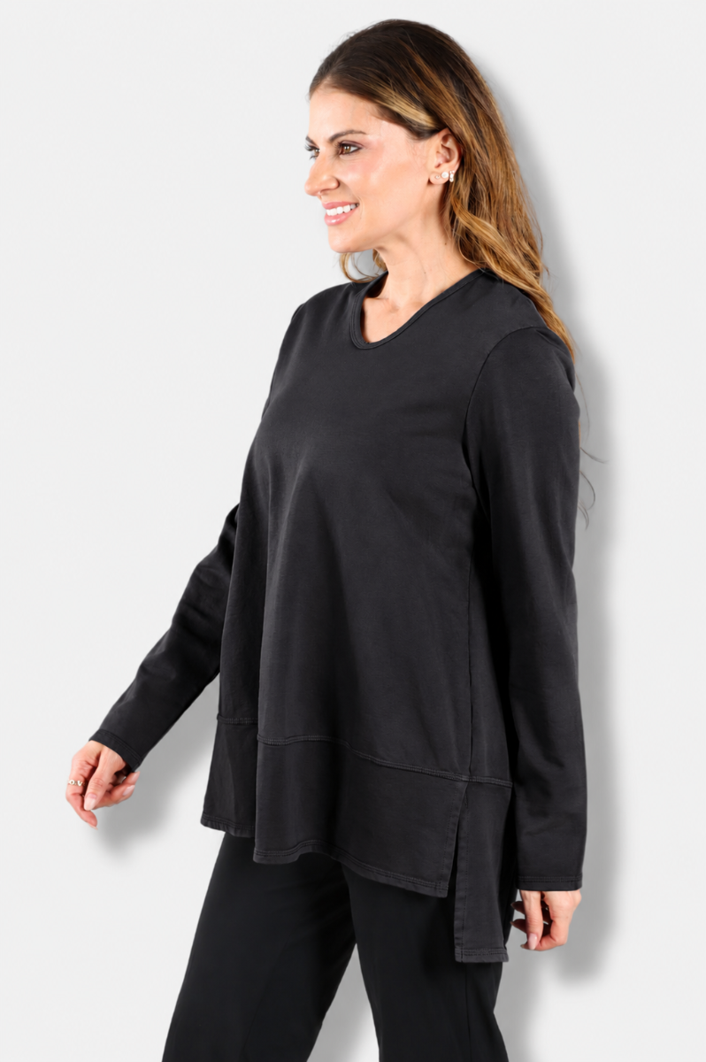 Hi-Low Flounce Tunic Plus - Black