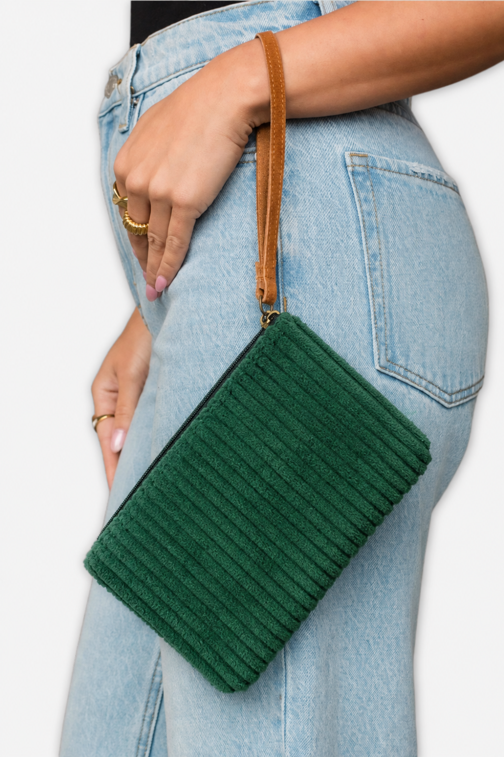 Textured Zip Wristlet - Green