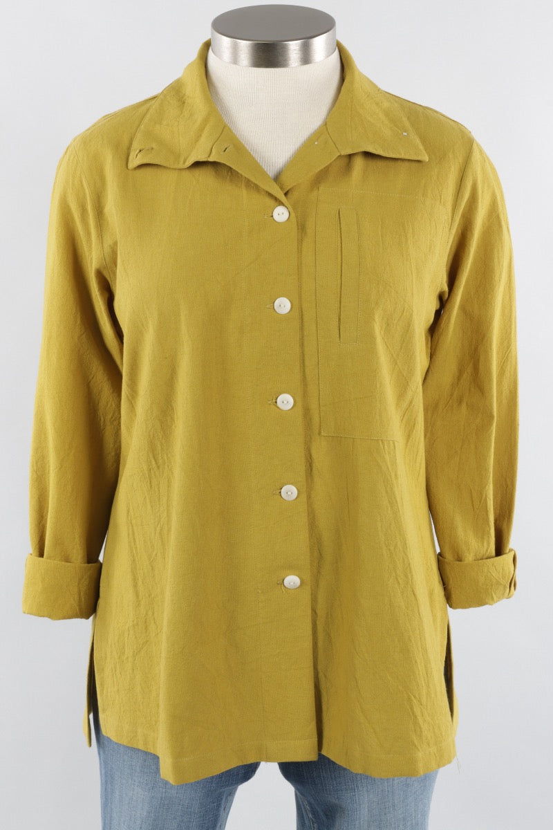 Hi Collar Big Shirt - Verdi