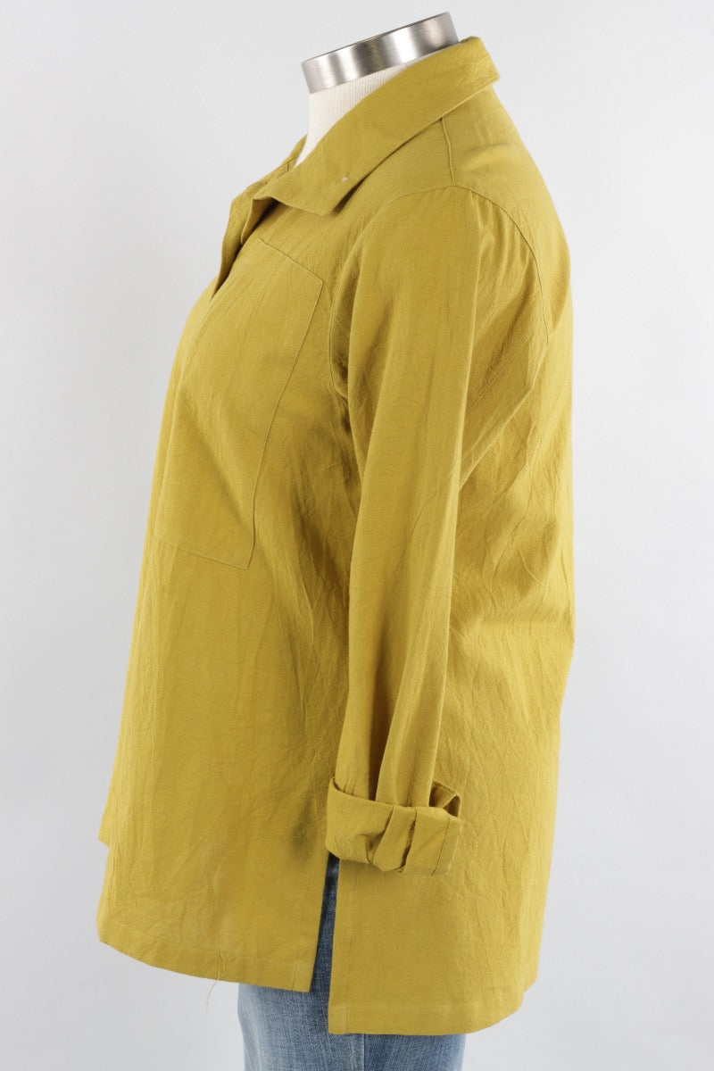 Hi Collar Big Shirt - Verdi