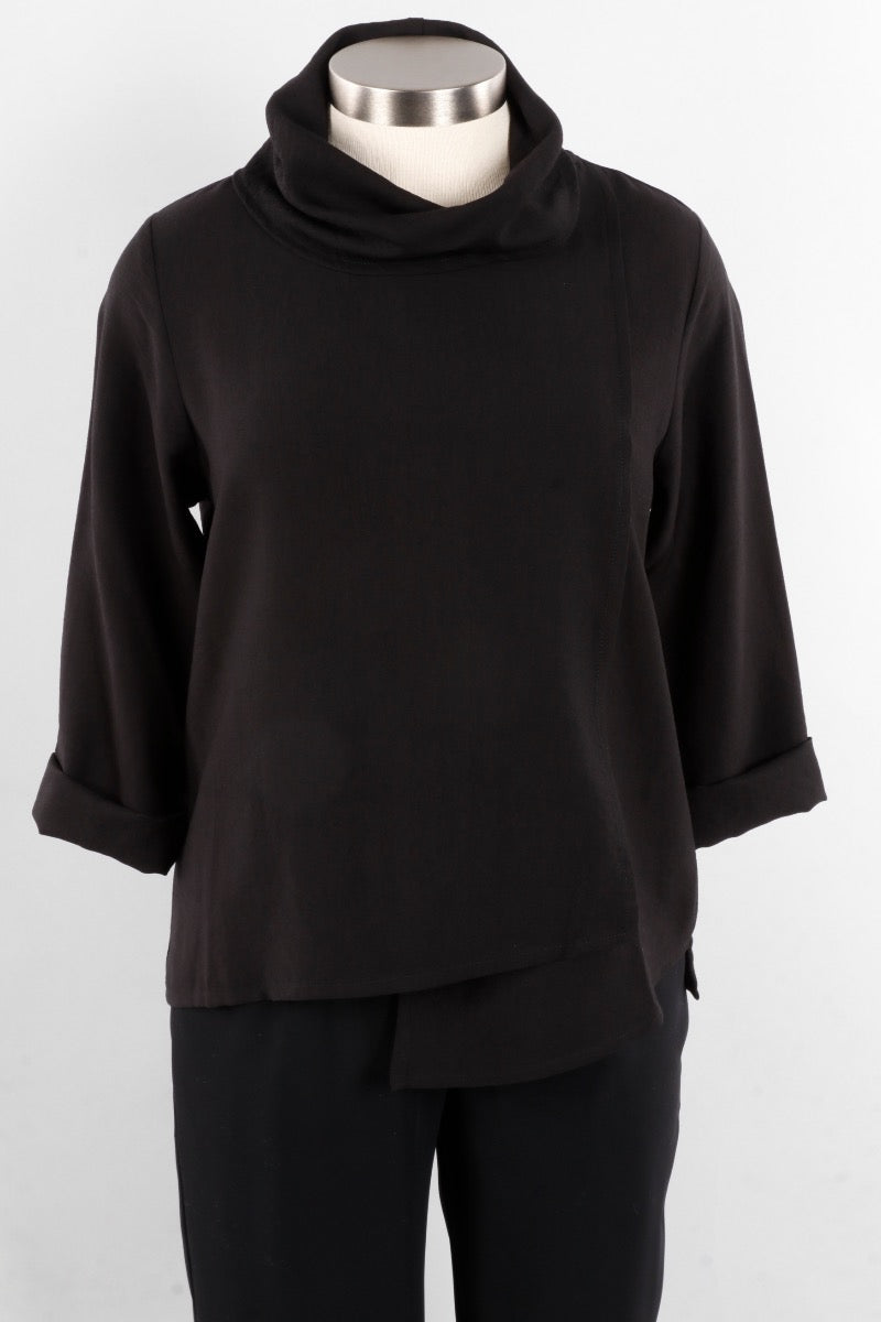 Cowl Neck Top Plus - Black
