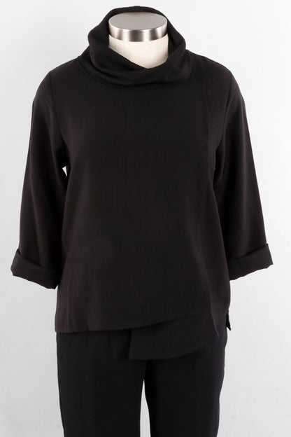 Cowl Neck Top Plus - Black