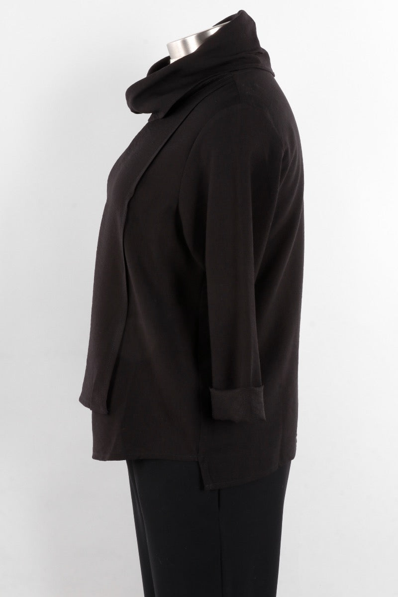 Cowl Neck Top Plus - Black