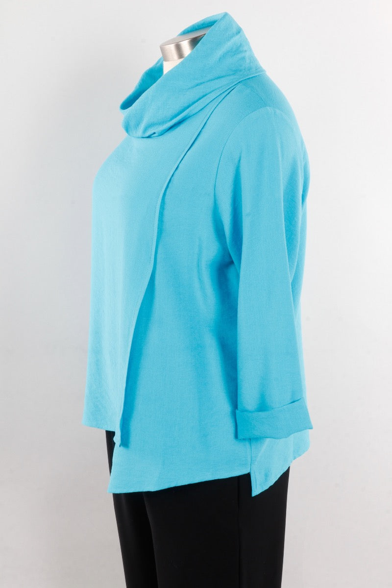 Cowl Neck Top Plus - Turquoise