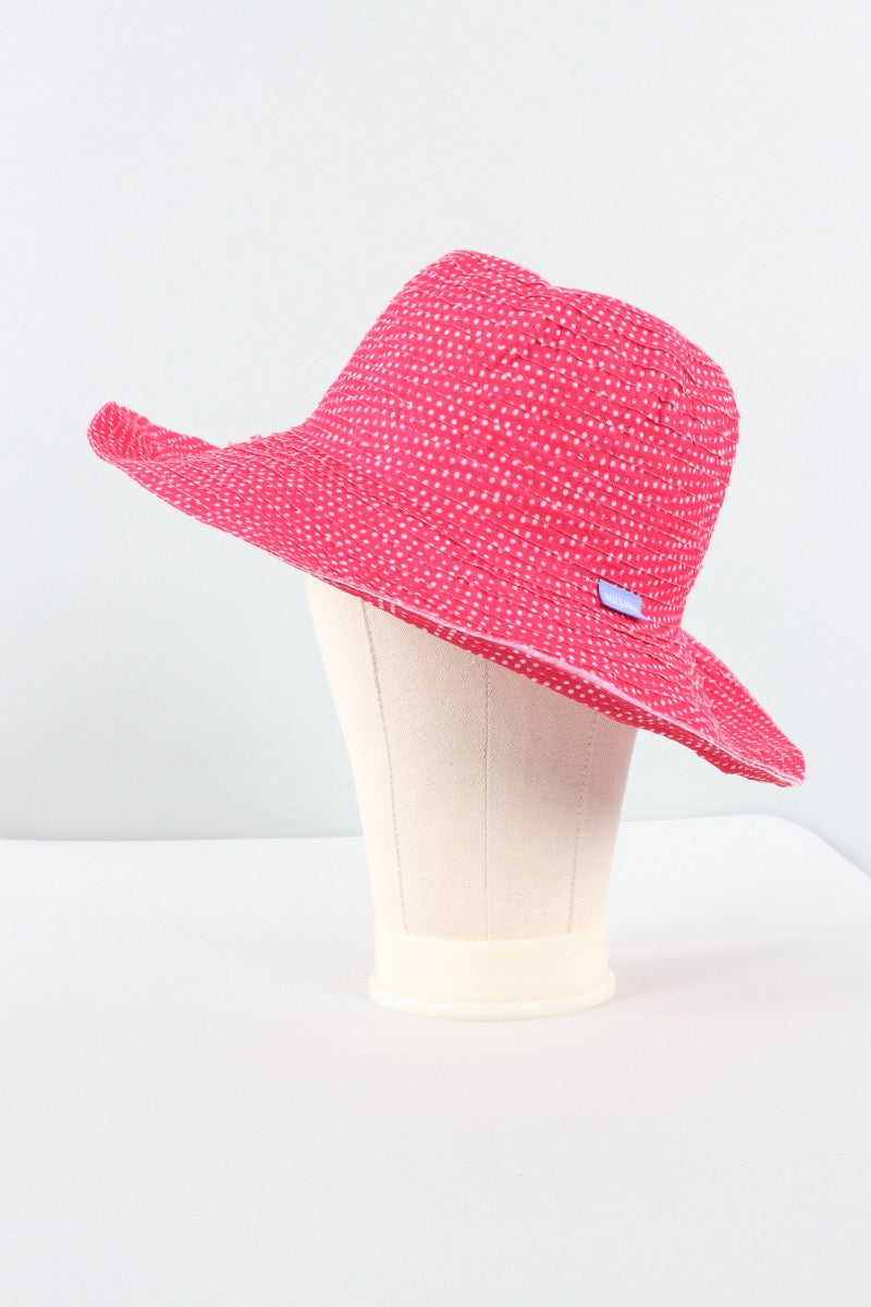 Petite Scrunchie Hat - Fuchsia & White Dots