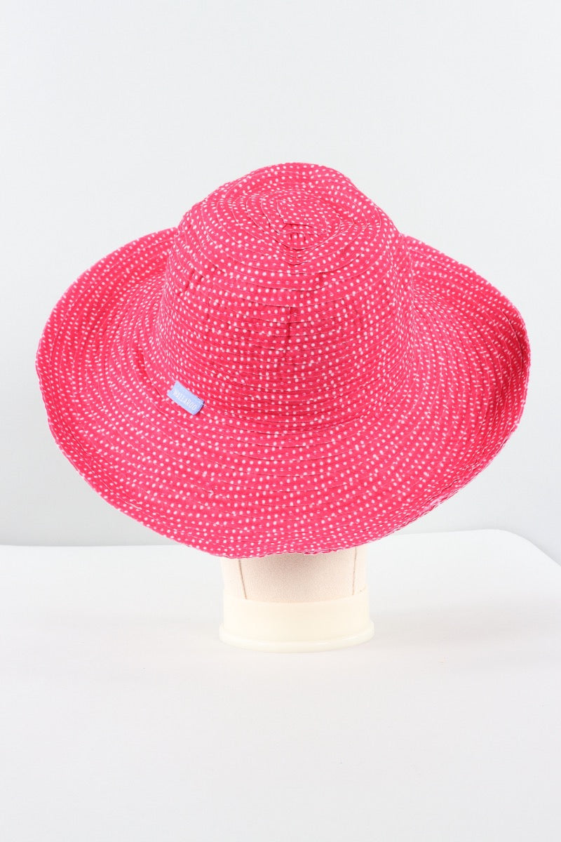 Petite Scrunchie Hat - Fuchsia & White Dots