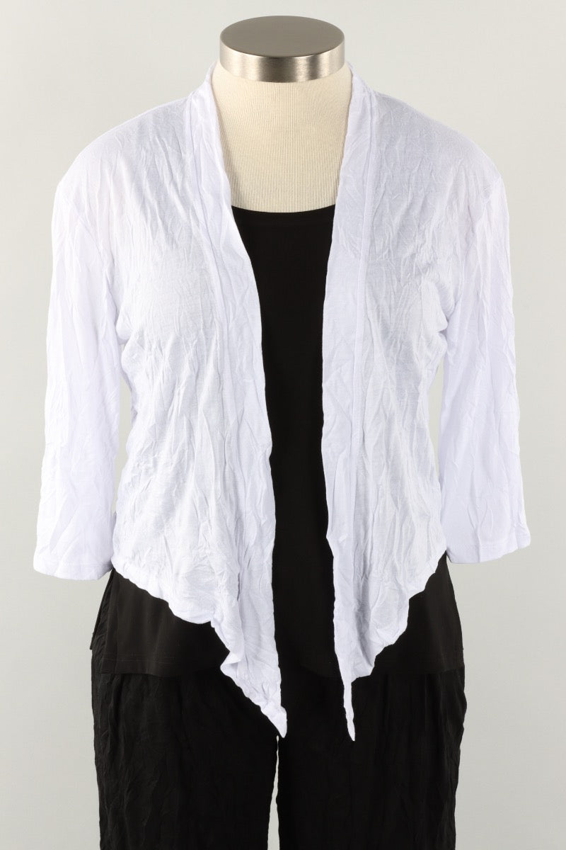Crinkle Tie Cardigan - White
