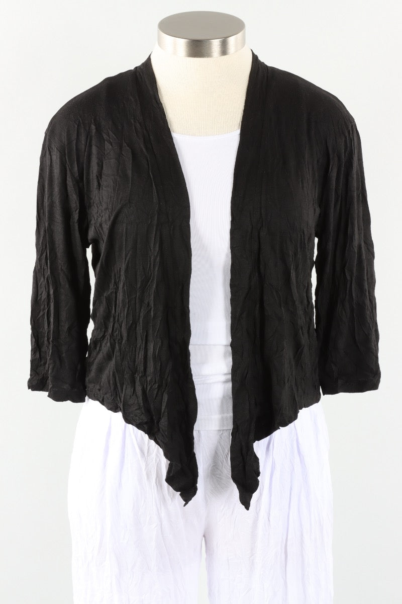 Crinkle Tie Cardigan - Black