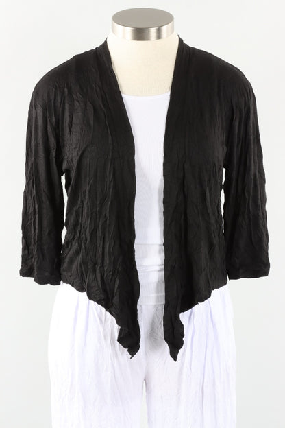Crinkle Tie Cardigan - Black