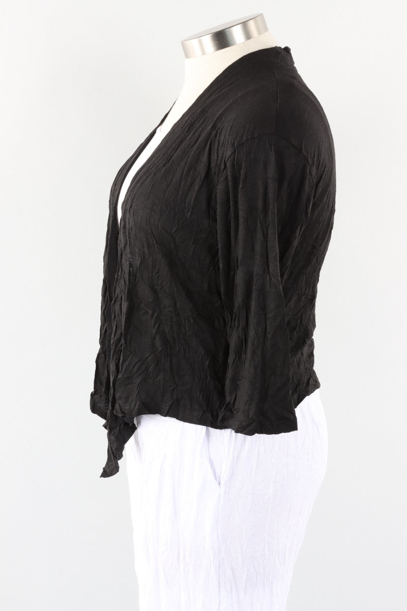 Crinkle Tie Cardigan - Black