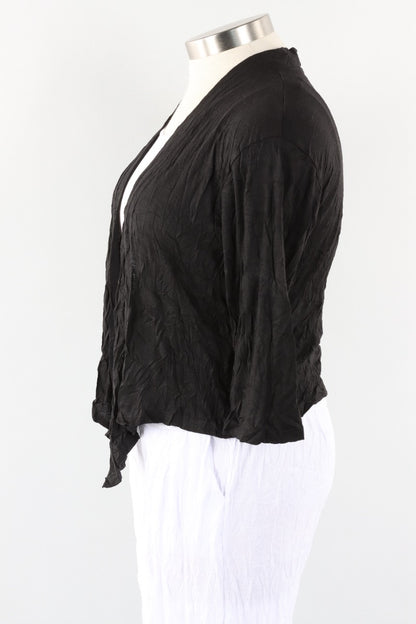 Crinkle Tie Cardigan - Black