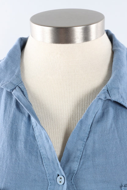 Button Front Shirt Dress - Denim