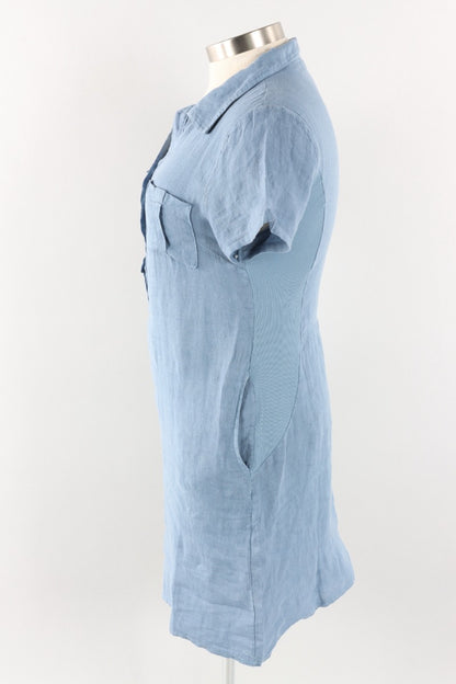 Button Front Shirt Dress - Denim