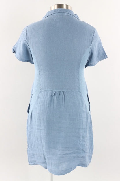 Button Front Shirt Dress - Denim