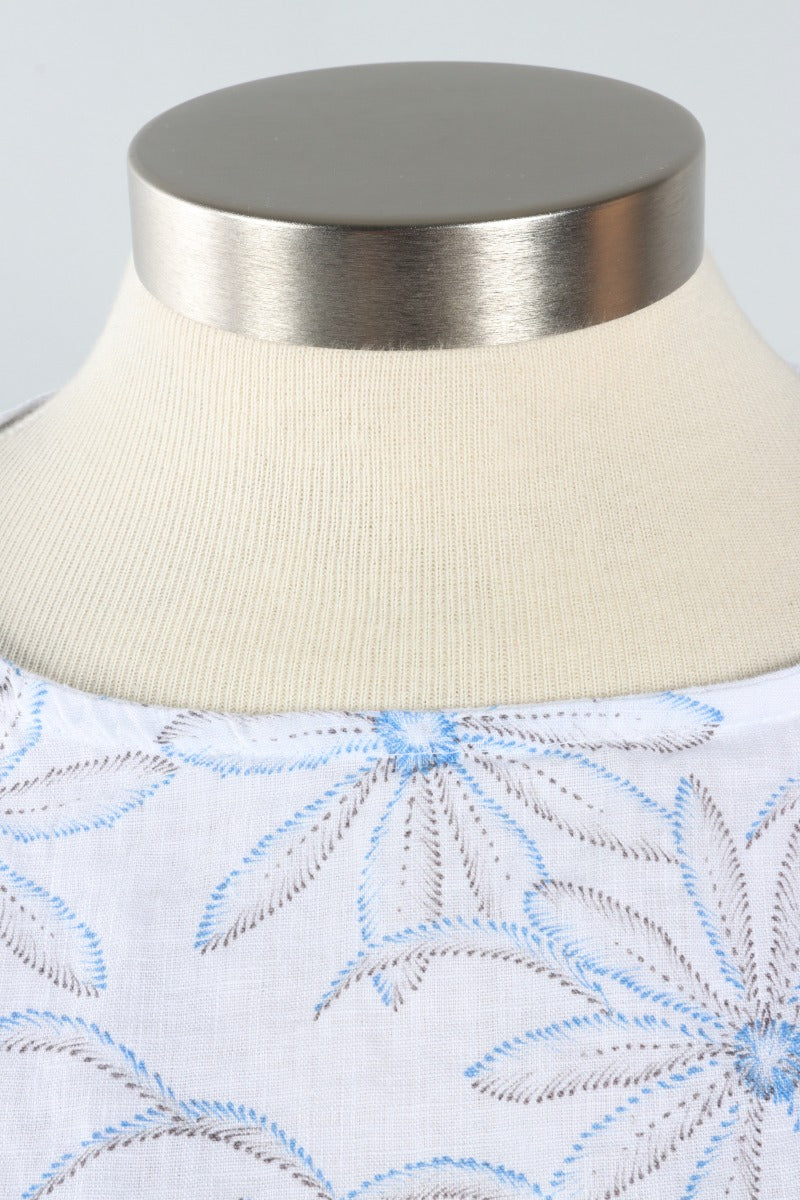 High Low Top - White Daisy Linen