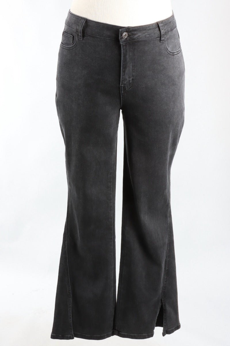 Front Slit Bootcut - Charcoal
