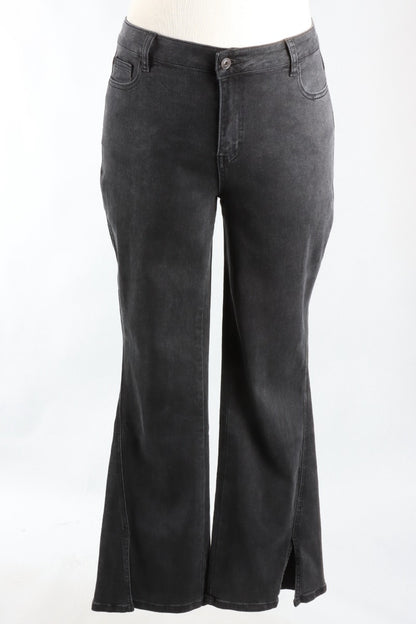 Front Slit Bootcut - Charcoal