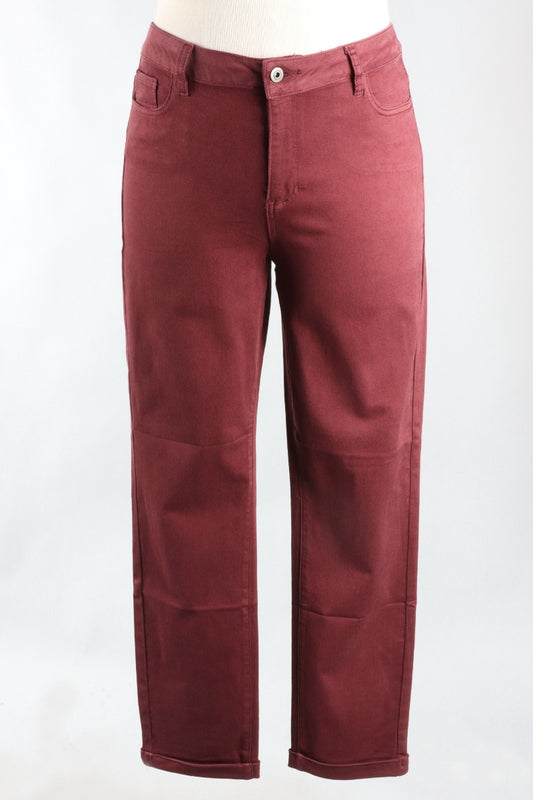 Cuff Hem Twill Jean - Cabernet