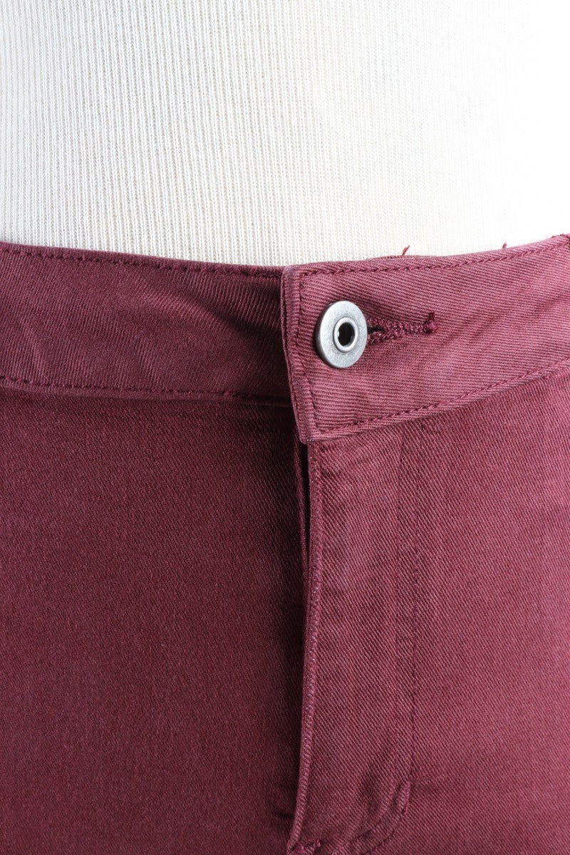 Cuff Hem Twill Jean - Cabernet