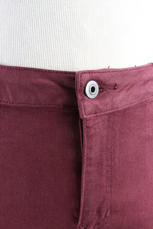 Cuff Hem Twill Jean - Cabernet