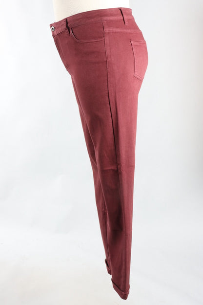 Cuff Hem Twill Jean - Cabernet