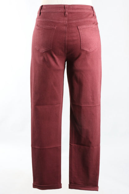 Cuff Hem Twill Jean - Cabernet