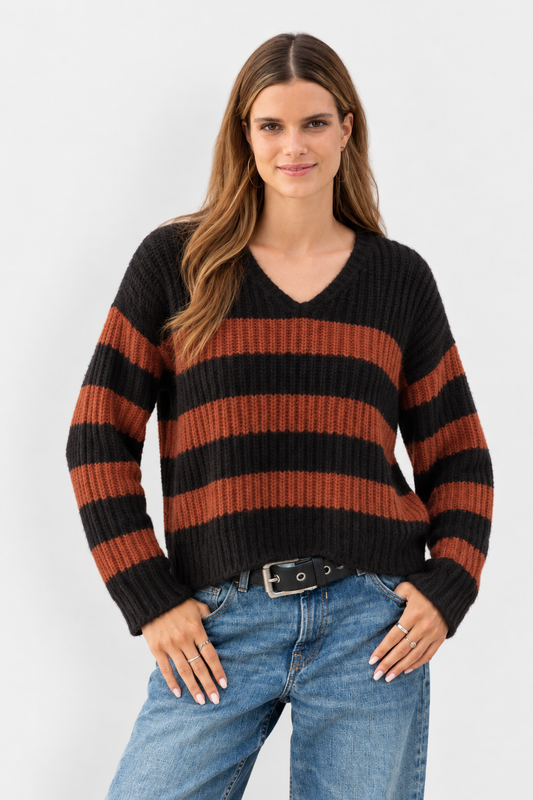 Chunky Cropped V - Teddy Stripe