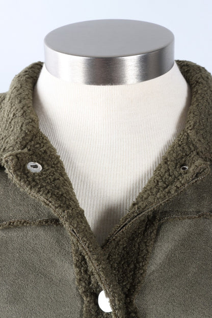 Faux Suede Jacket - Olive