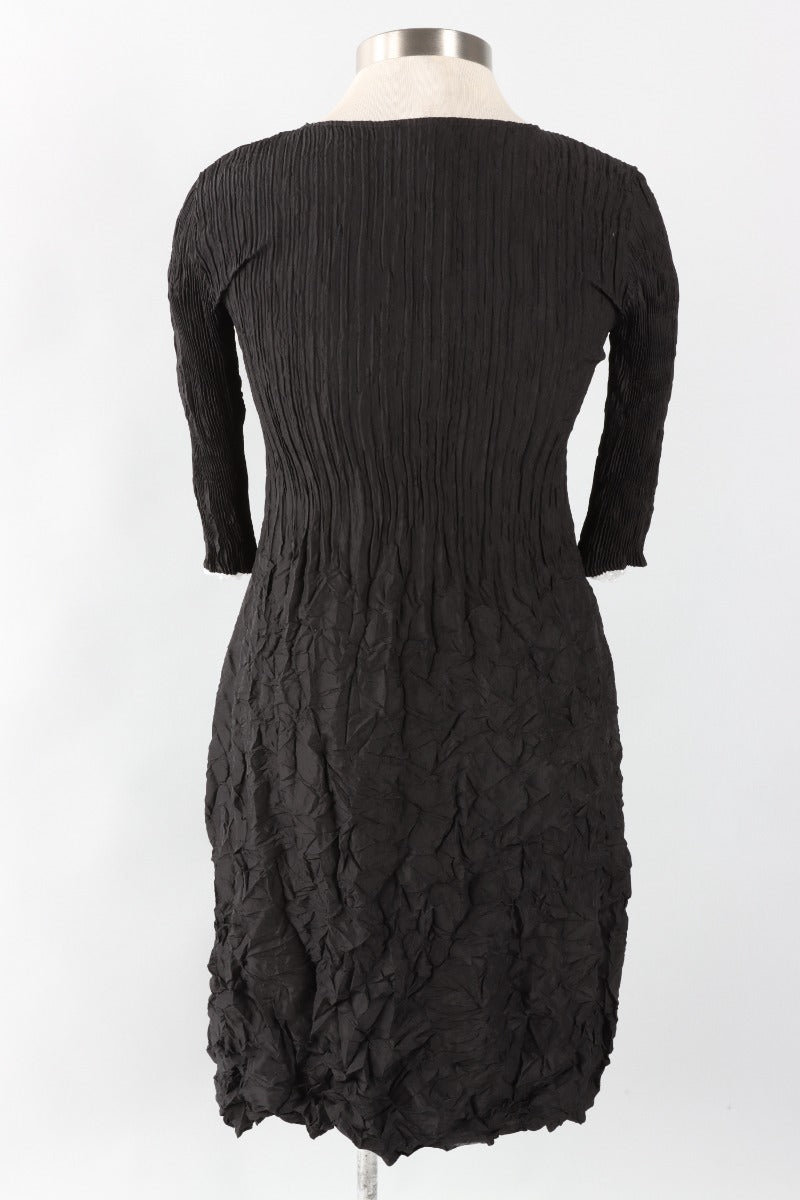 3/4 Sleeve Smash Pocket Dress - Black