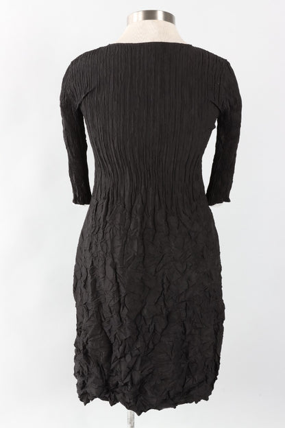 3/4 Sleeve Smash Pocket Dress - Black