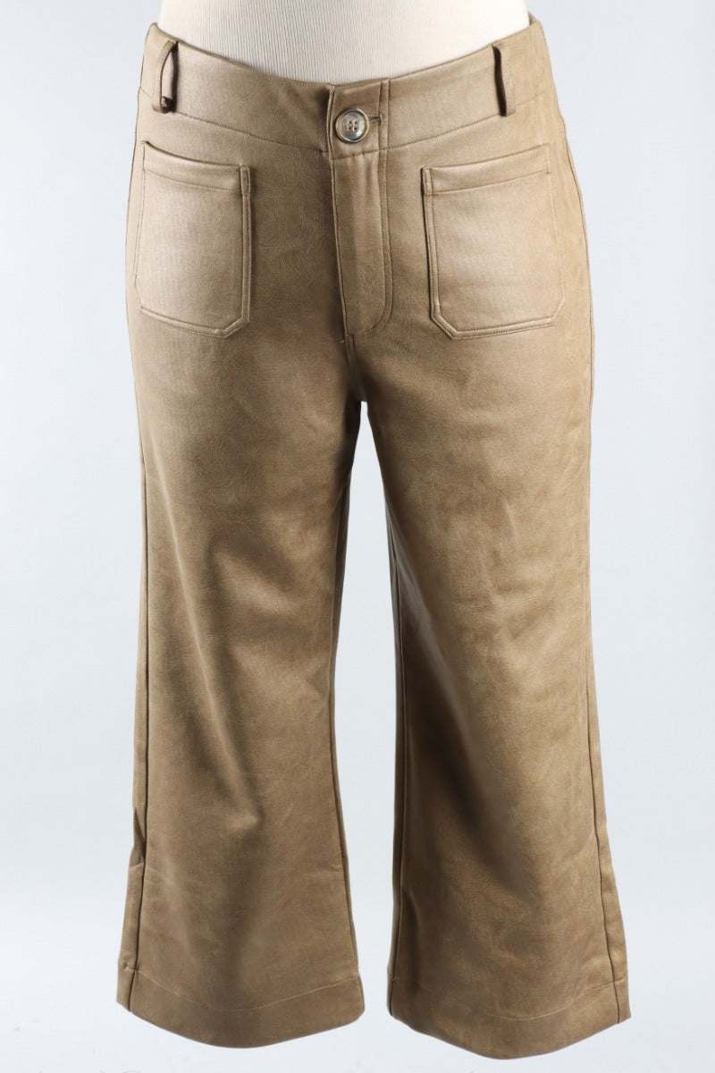 Vegan Leather Pant - Olive