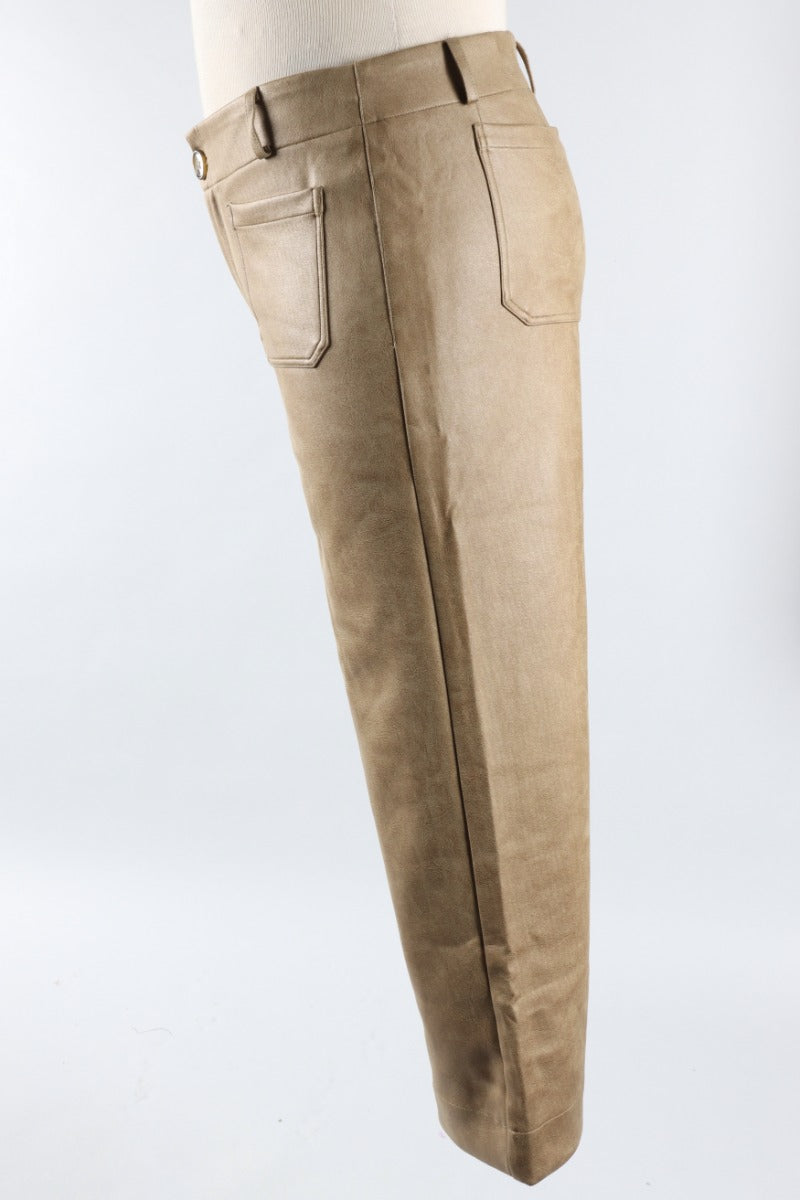 Vegan Leather Pant - Olive