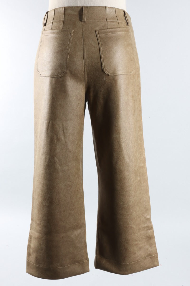 Vegan Leather Pant - Olive