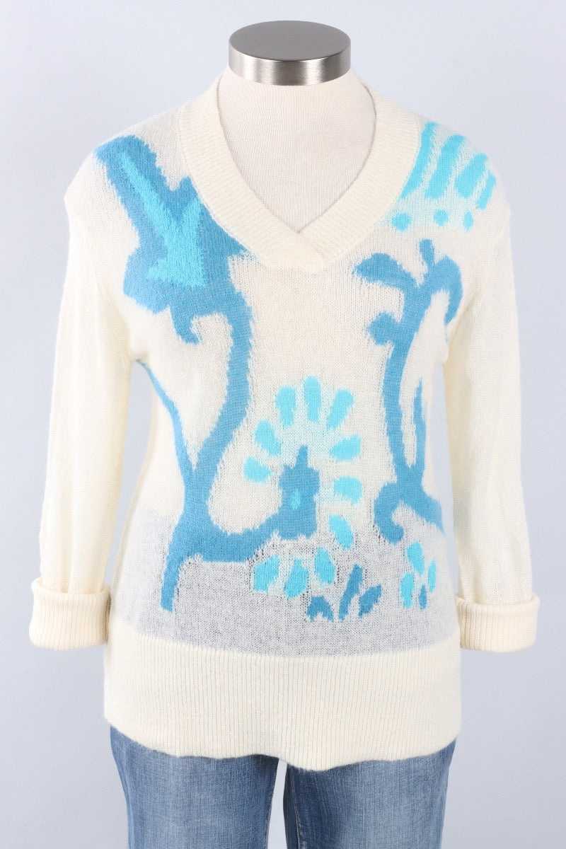Flower Sweater - Turquoise & Blue