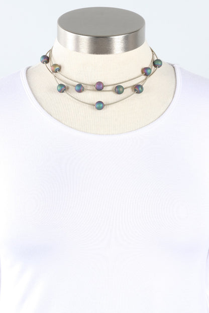 Three Strand Necklace - Bronze & Geode Stones