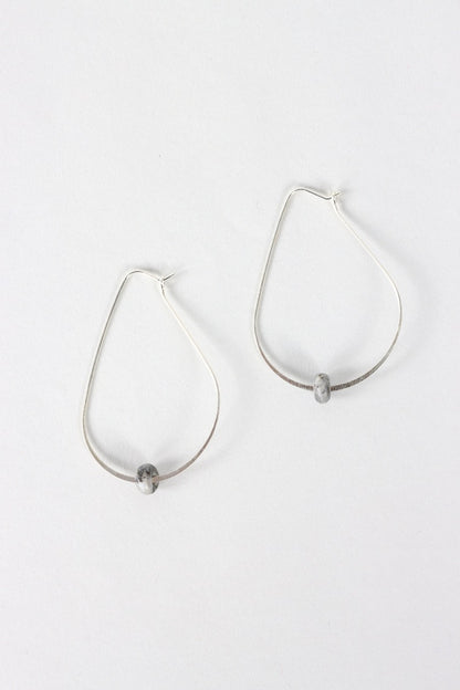 Beaded Hoop Earring - Silver & Gray