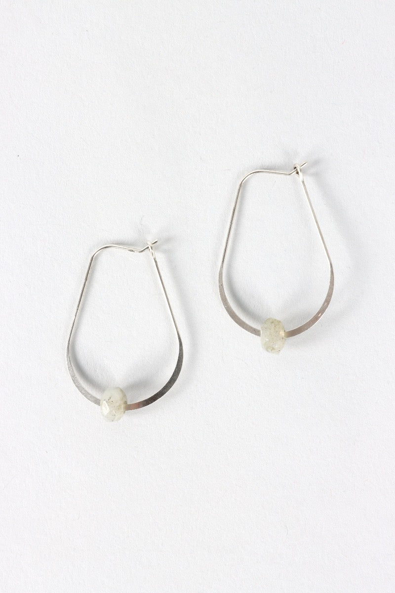 Small Beaded Hoop Earring - Silver & Green