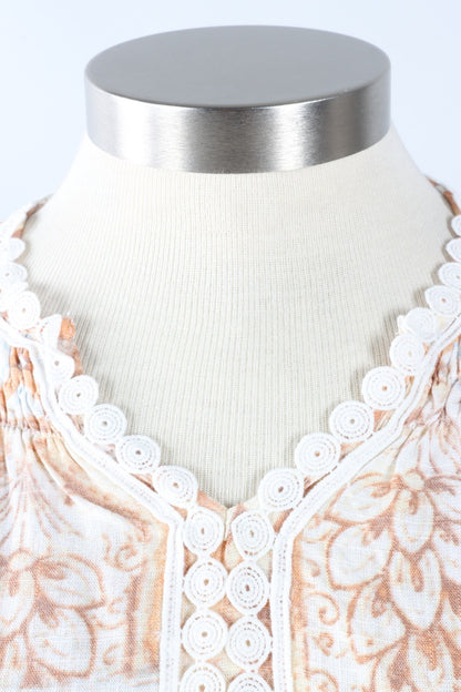Lace Trim Blouse - Papaya