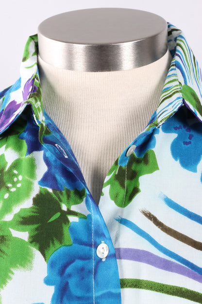 Tea Button Down Shirt - Floral Stripe