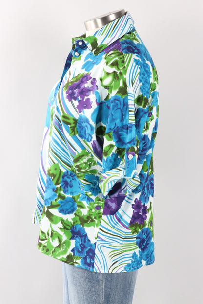 Tea Button Down Shirt - Floral Stripe