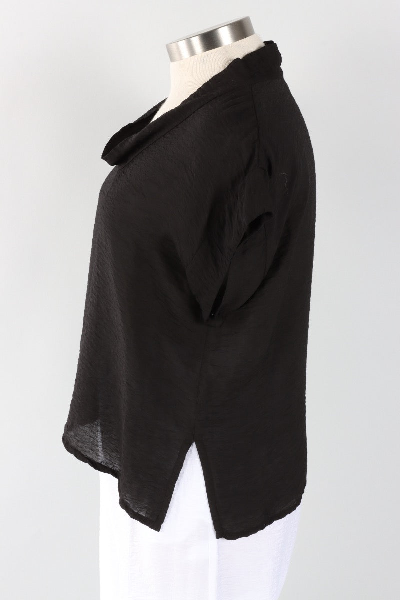 Short Sleeve Cowl Top - Black Parachute