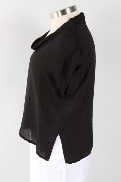 Short Sleeve Cowl Top - Black Parachute