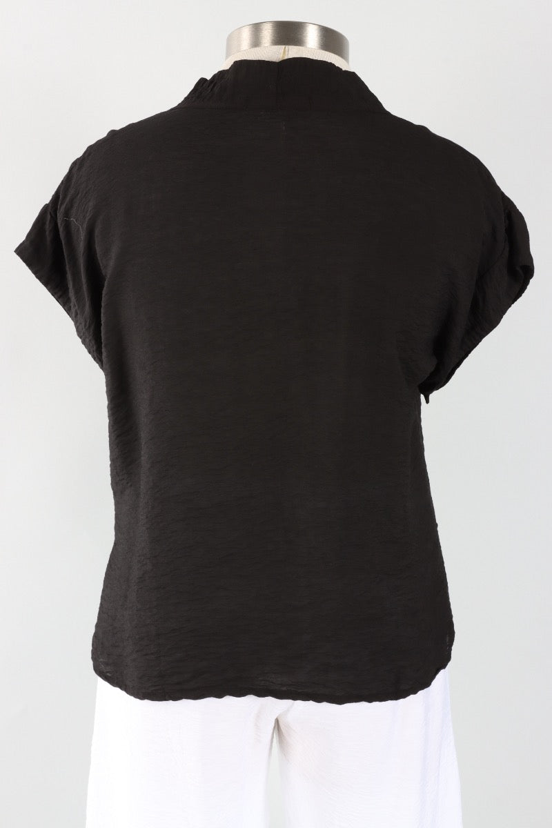Short Sleeve Cowl Top - Black Parachute