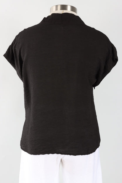 Short Sleeve Cowl Top - Black Parachute