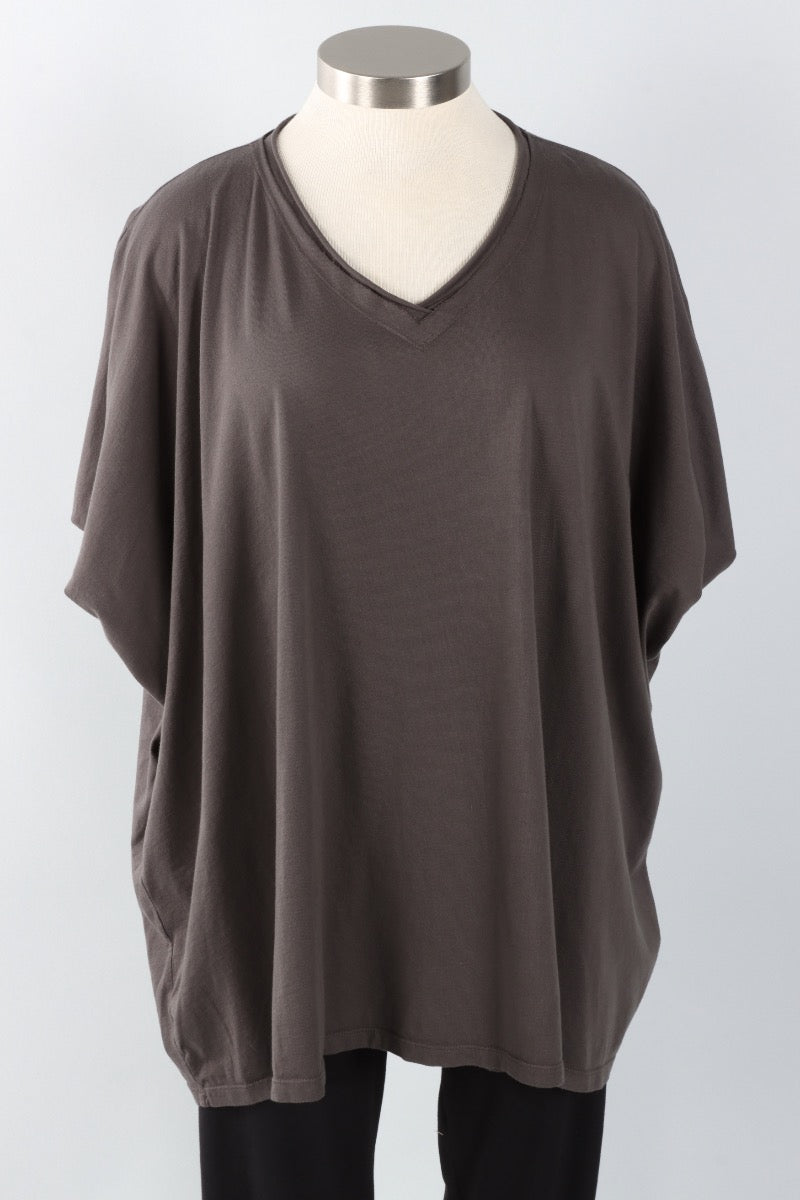 Elbow Sleeve V Tunic - Graphite