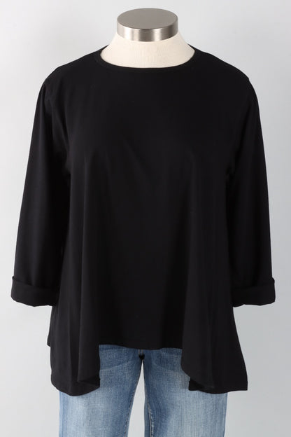 Stretch Knit Longer Angel Tee - Black